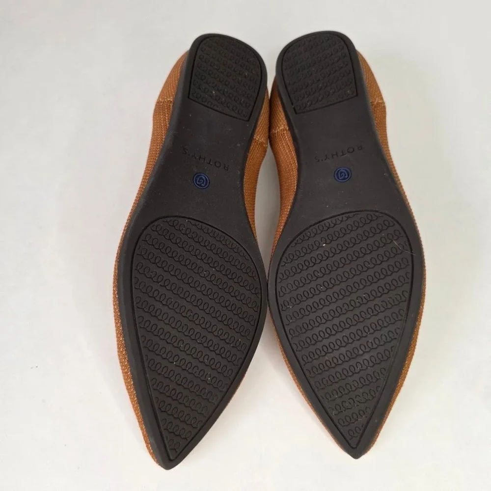 Rothy's Womens 9 The Point Flat Honeycomb Knit Amber Tan Pointed Toe Ballet Flat